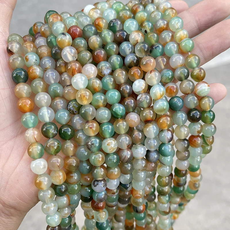 Wholesale Natural Stone Dyed Color Peacock Agate Beads Round Loose Spacer For Jewelry Making Diy Necklace Bracelet Accessory