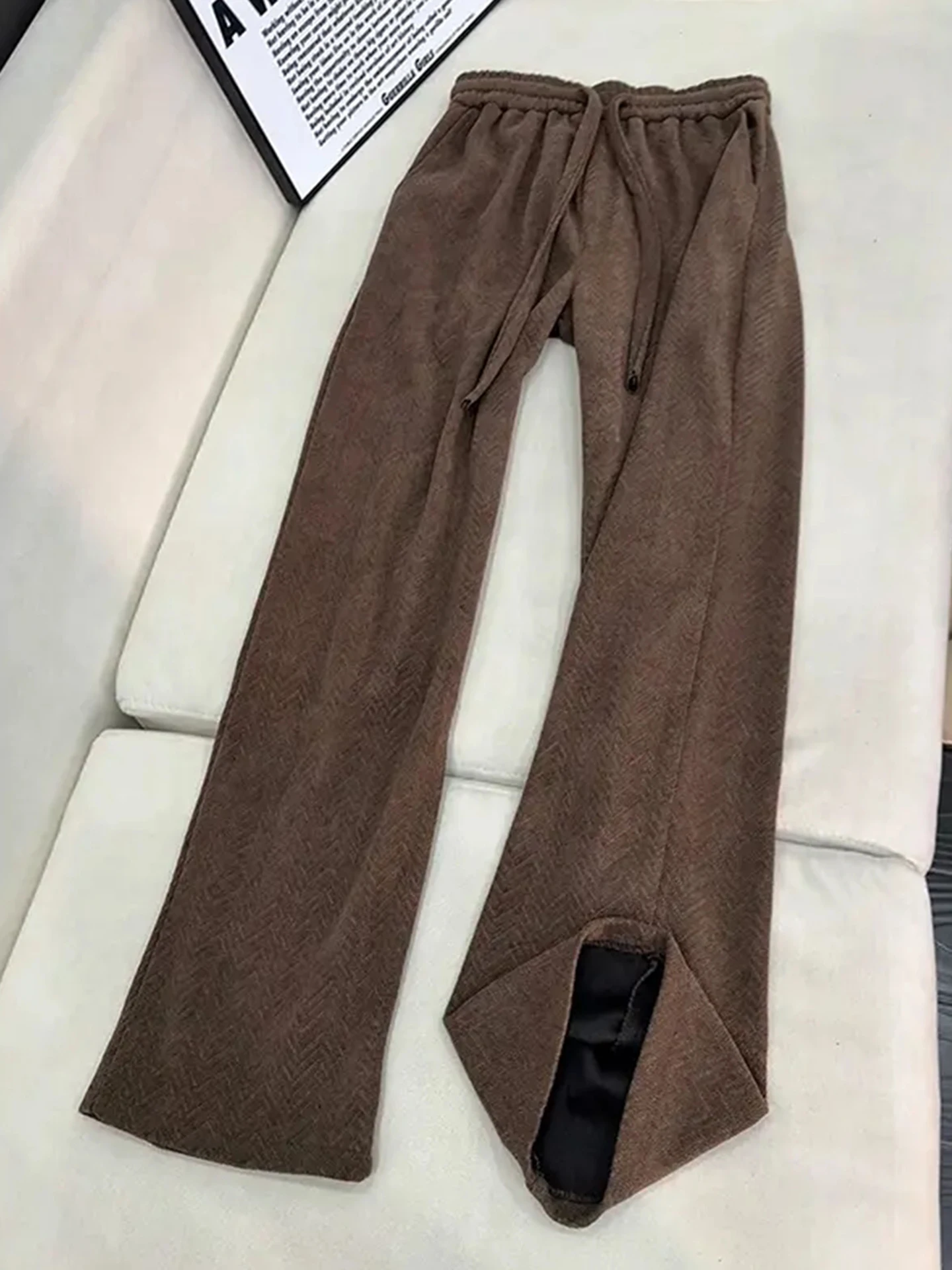 

Men's Winter Thiened Fce Lined Knitted Casual Pants Straight Leg Wide Leg Drapey Loose Fit Casual Trousers Comfortable