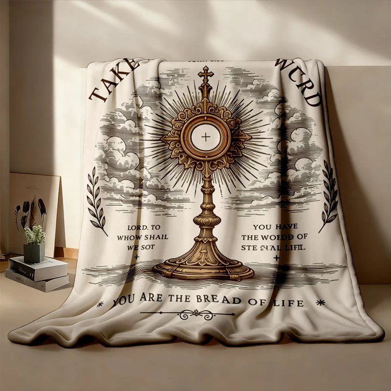 Take At Word Cozy Blanket, Catholic Eucharist Warm Blanket, Blessed Sacrament Christian Soft