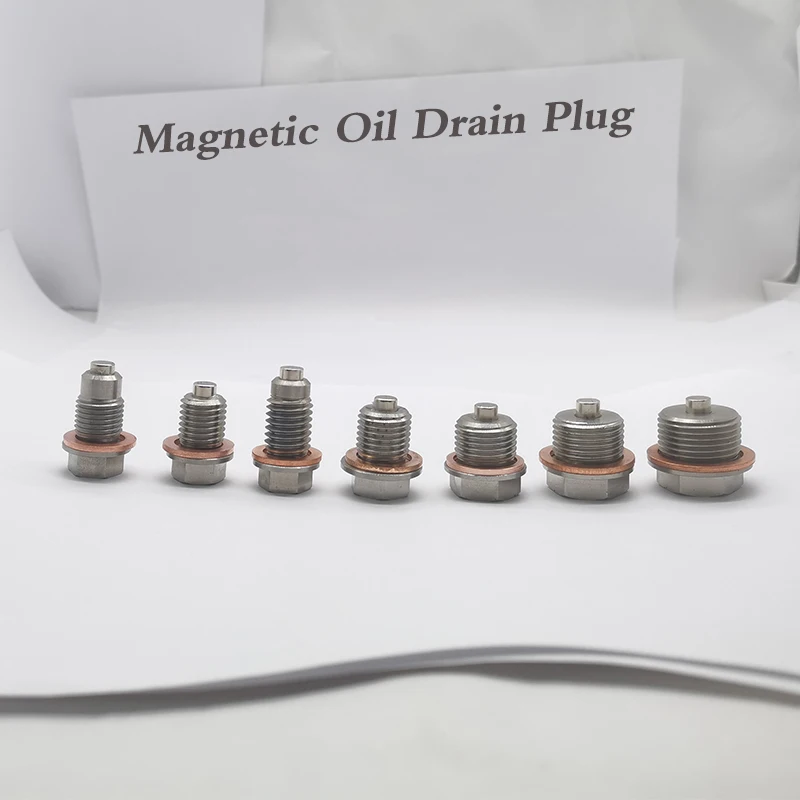 Magnetic Oil Drain Plug M10-M22 Stainless Steel Neodymium Magnet Oil Pan Screw with Copper Washer for Engine & Transmission