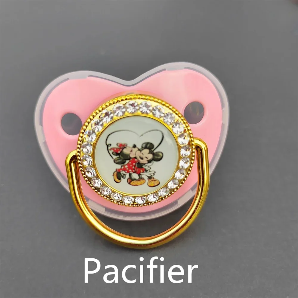 2024 Hot Kawaii Mickey Mouse Print Personalized Baby Pacifier Chain Clip bisphenol-free a Bling Pacifier Chupeta 0-18 months