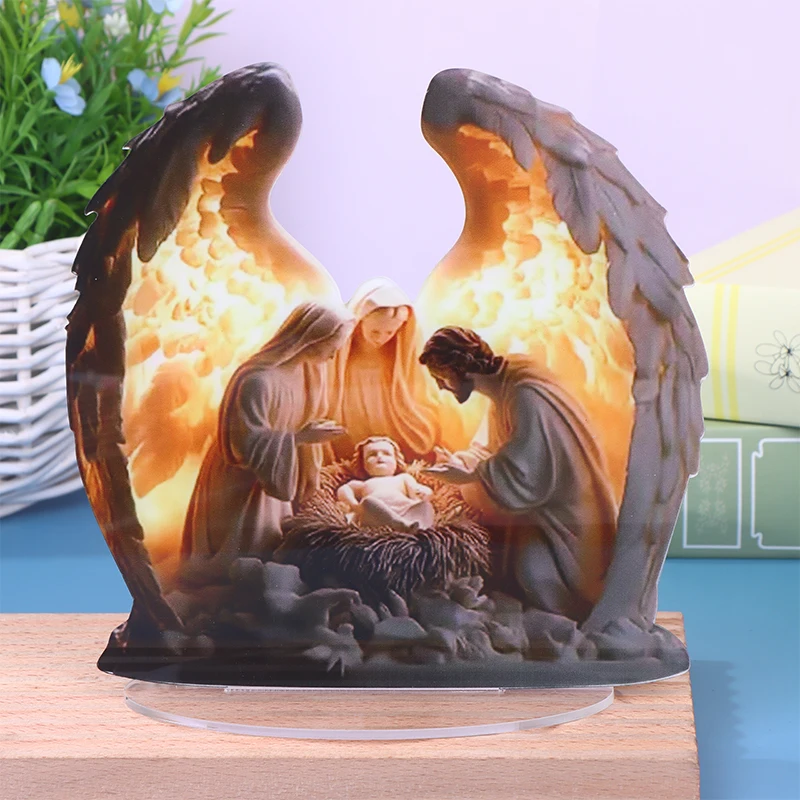 【ZYAA-1】Christmas Nativity Scene Figurine Figure Collectible Decorative Statue Centerpiece Holy Family Acrylic Sign