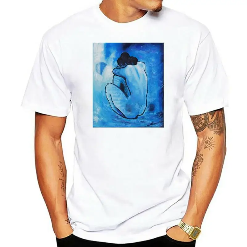 Blue Nude, 1902 By Pablo Picasso Famous Painting Shirt Short Sleeve Cotton T Shirts Man Clothing O-Neck Comfortable Top Tee