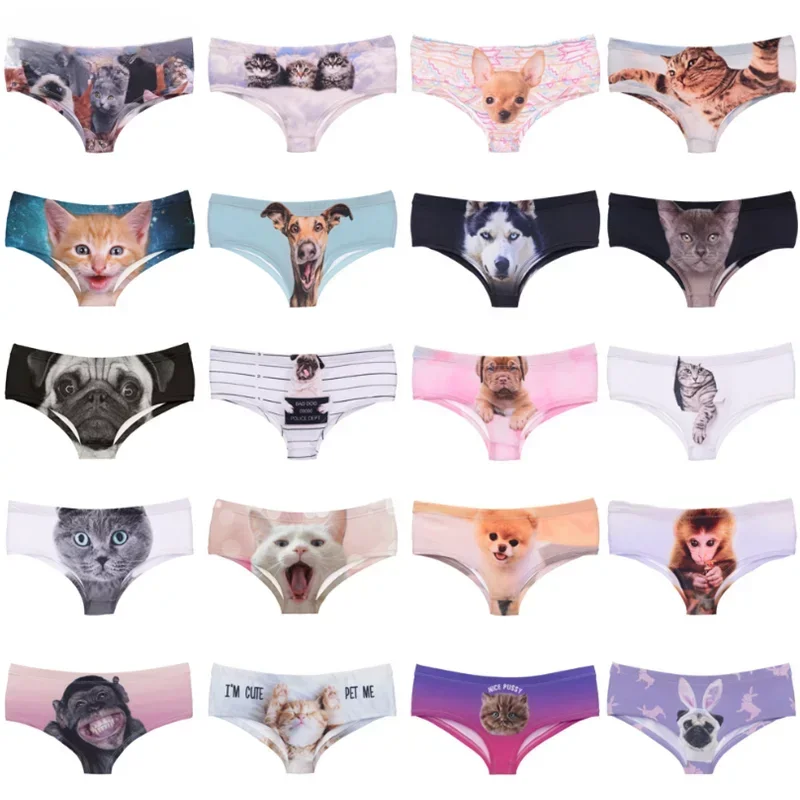 Animals Print Briefs Girls Milk Silk Lingerie Panties Elastic Breathable Women Underpant трусы Cozy Soft Underwear трусы женские