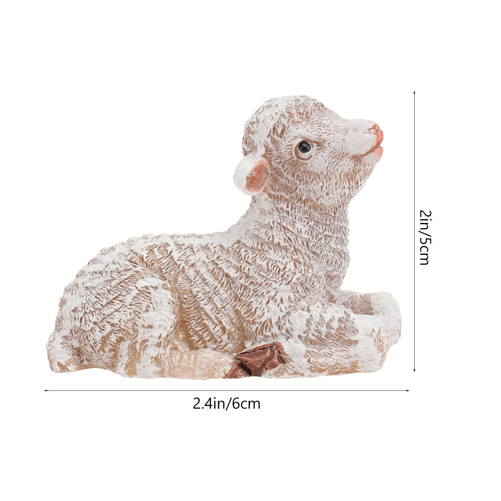 2Pcs Resin Sheep Adornment Khaki Emulation Lamb Decoration for Garden Home Yard Desktop Craft Creative Ornament