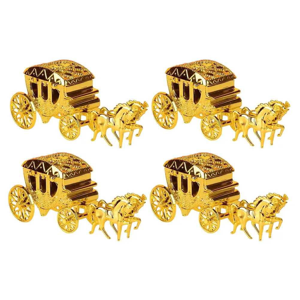 

4 Pcs Royal Carriage Candy Boxes Exquisite Gold Craftsmanship Party Favor Holiday Decorations Wedding Candy Bulk Chocolate Boxes
