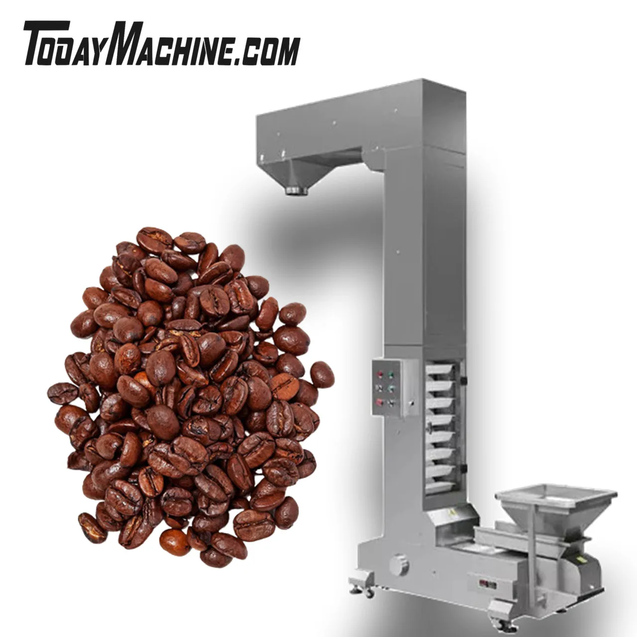 Coffee Bean Vertical Z Type Bucket Elevator Conveyor With Vibration Feeder