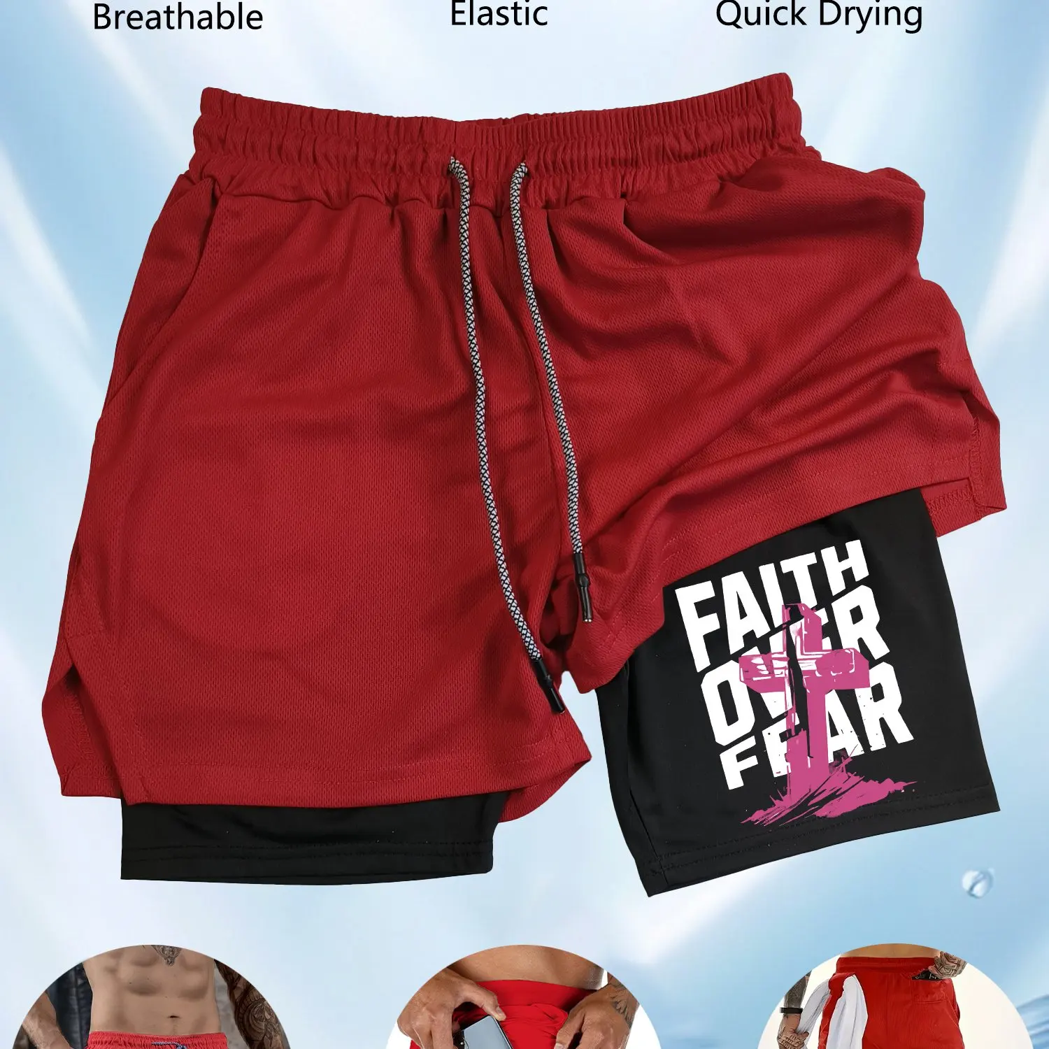 

double-deck fitness sports shorts men summer slim quick drying breathable woven Shorts Men's sweatpants training gym clothing