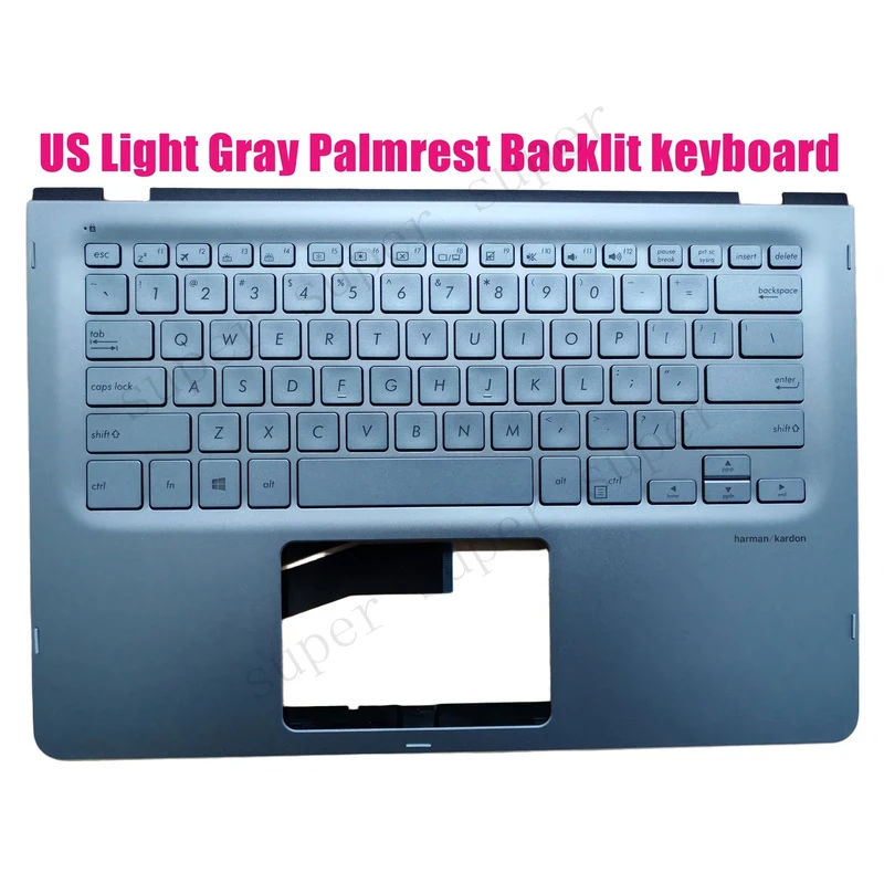 SSS+ US Light Gray Palmrest Backlit keyboard for Asus Q405U Q405UA 90NB0G62-R30US0