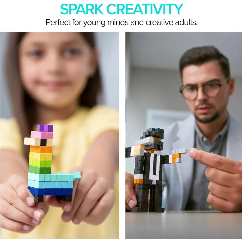 Magnetic Pixel Art Building Blocks Set - Tiny 5/16 Cubes with 6 Magnets, Creativity Toy for Kids 6+