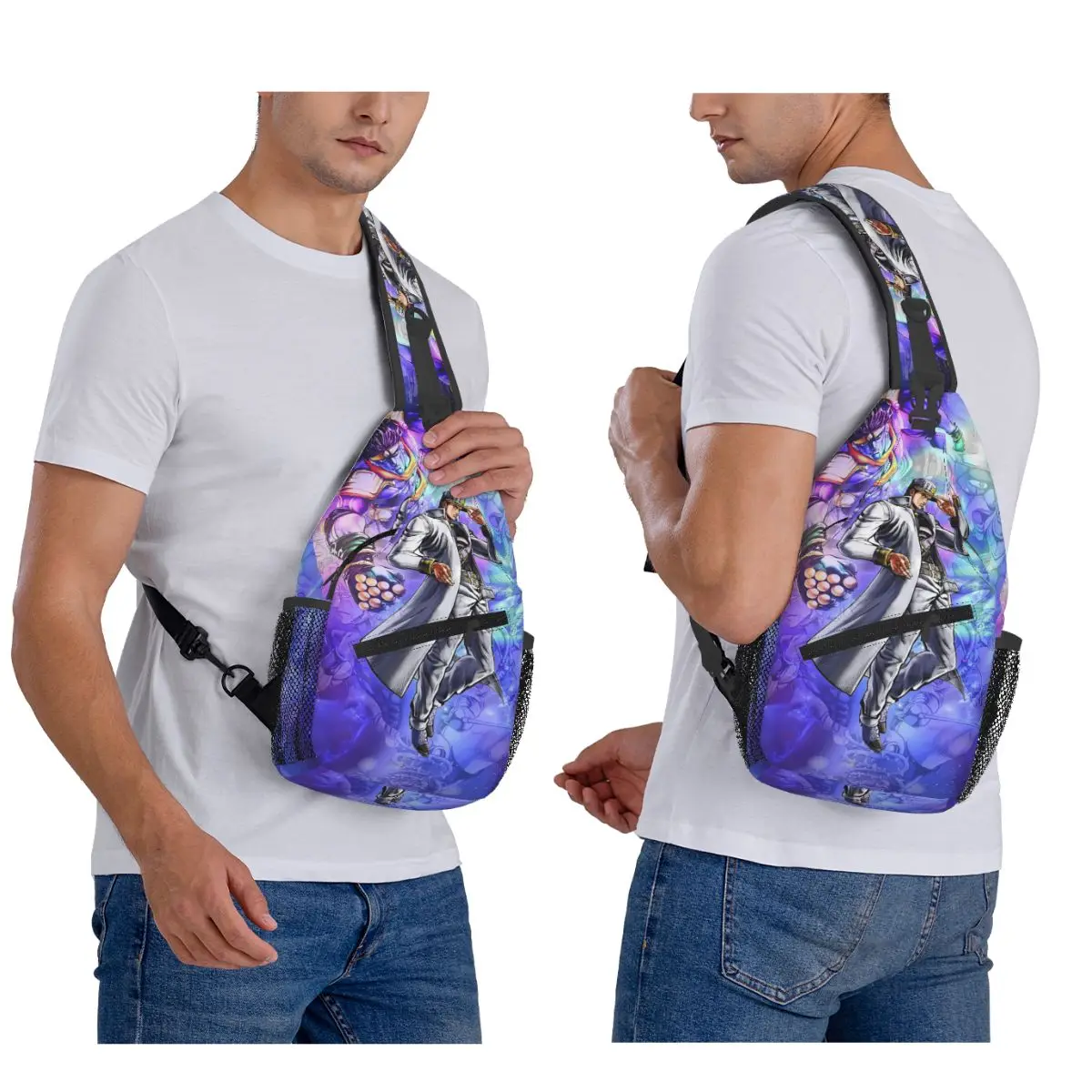 Jotaro Kujo اليابان أنيمي جوجو مغامرة غريبة حقيبة صدر للرجال الرجال الرافعة Crossbody على ظهره حقيبة صدر للرجال السفر Daypack حقيبة كتف