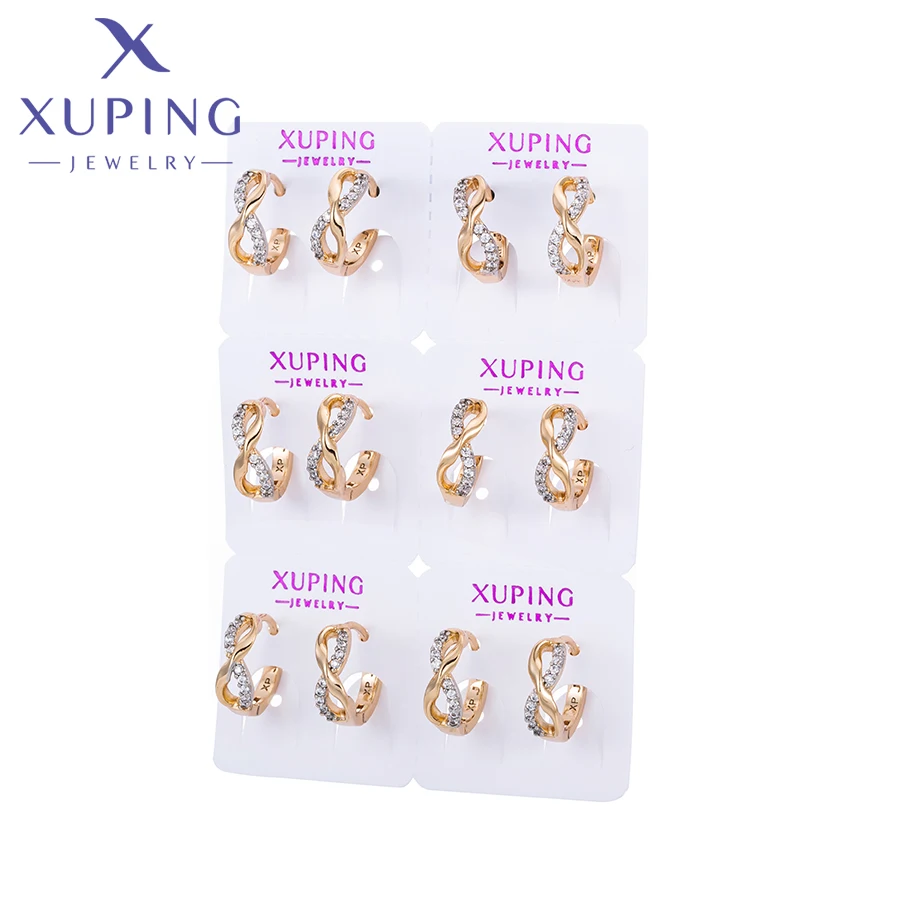 Xuping Jewelry Fashion Round Shape Gold Color 6 Pairs 1 Pack Earring for Women Girl Christmas Gift