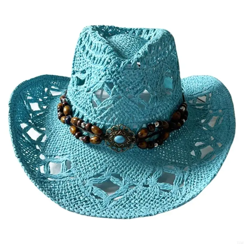 

72XE Elegant Wide Brimmed Handmade Straw Hat Beach Wear Surprise Gift for Girlfriend