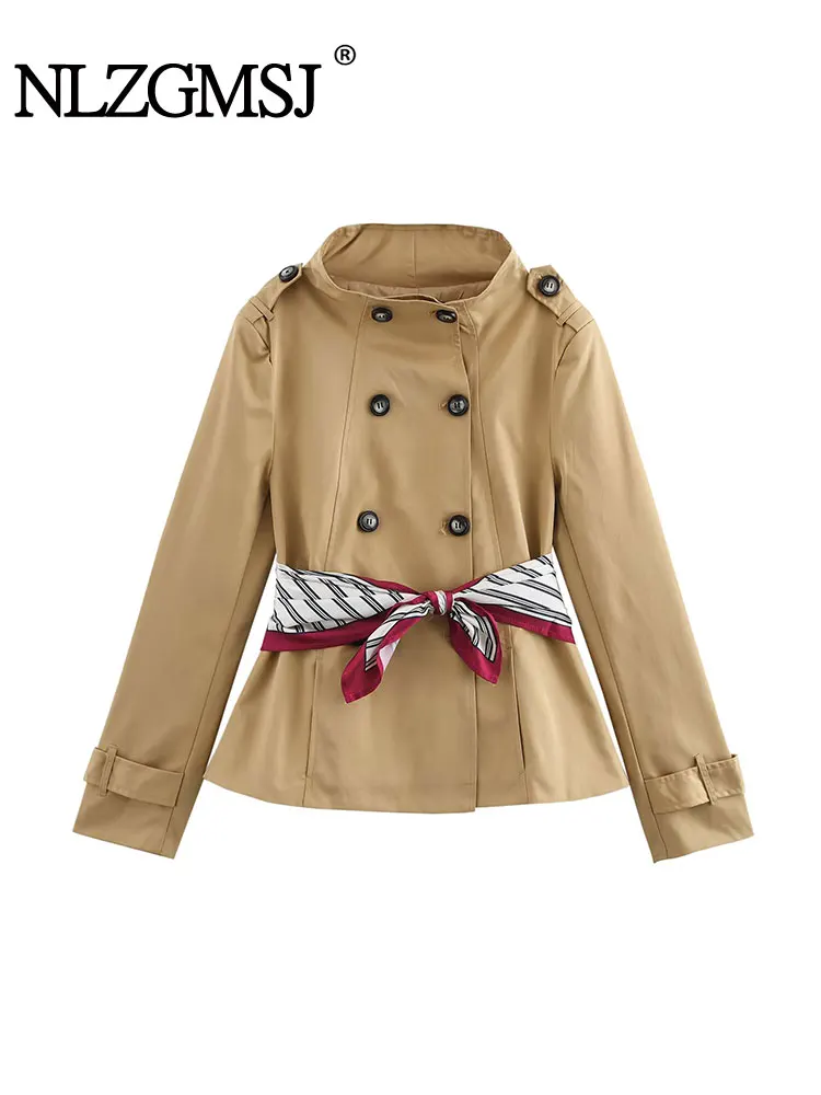 

MLZGMSJ 2025 весенний женский шарф, короткие куртки с воротником-стойкой, повседневное пальто, модная повседневная новая верхняя одежда ﻿