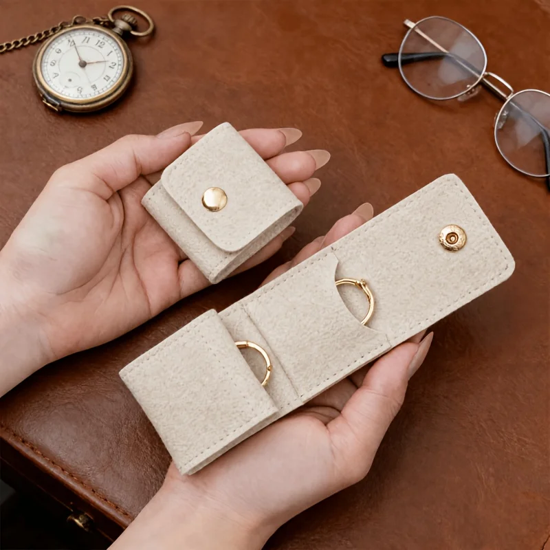 Foldable Multi-Functional Travel Jewelry Organizer Pouch Portable Multi-Compartment Storage Snap Button Closure Jewelry Storage
