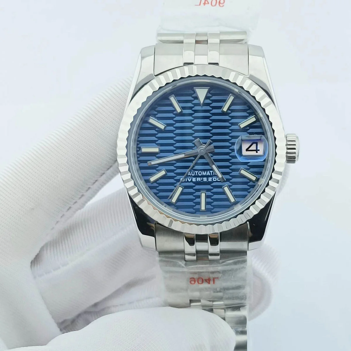 28.5mm Dial NH35 Watch 36mm 39mm NH35 Watch Blue Dial Sapphire Crystal Glass Luminous Mens Wristwatch Automatic Movement