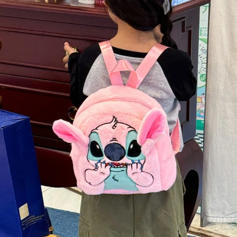 Kawaii Stitch Plush Backpack Blue Pink Funny Cartoon Large-Capacity Schoolbag Student Backpack Kindergarten Bag Girs Gifts