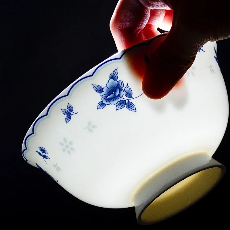 Blue and White Porcelain Ceramic Bowls, Chinese Style, Jingdezhen, High Temperature Glazed Color, Household Tableware, 10 Pcs