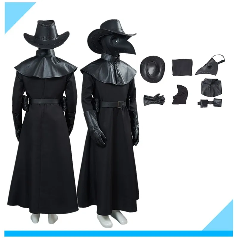 Disfraz de Doctor de la peste de Fantasía Retro Steampunk para niños, traje de Cosplay para niños, bata, capa, máscara, sombrero, trajes, fiesta de Carnaval de Halloween