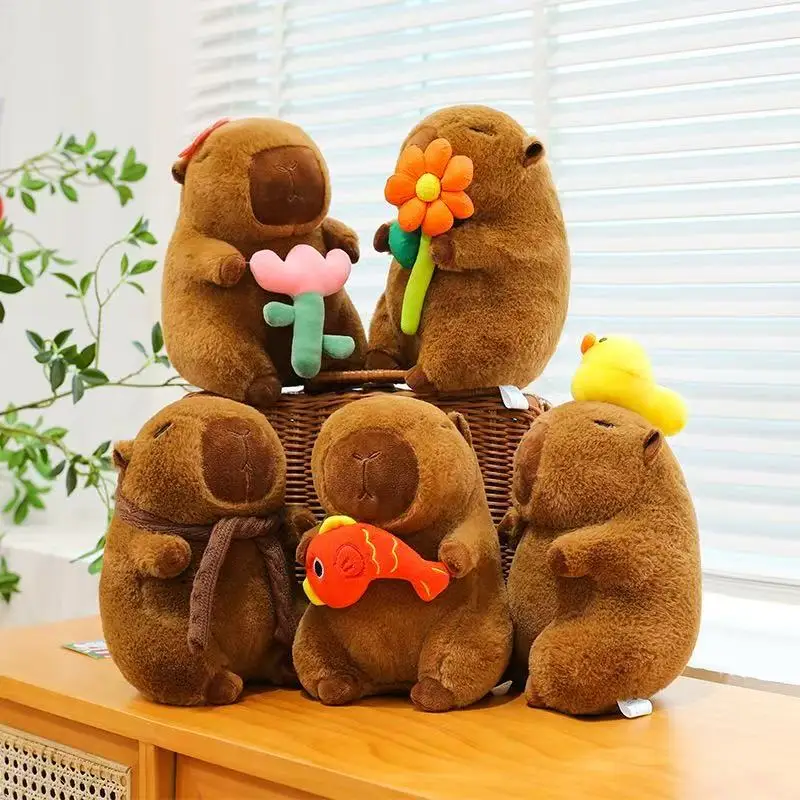 Cute Capybara Plush Toy Stuffed Animals Capibara with Turtle Backpack Kapibala Soft Doll Kids Toys Birthday Christmas Gift