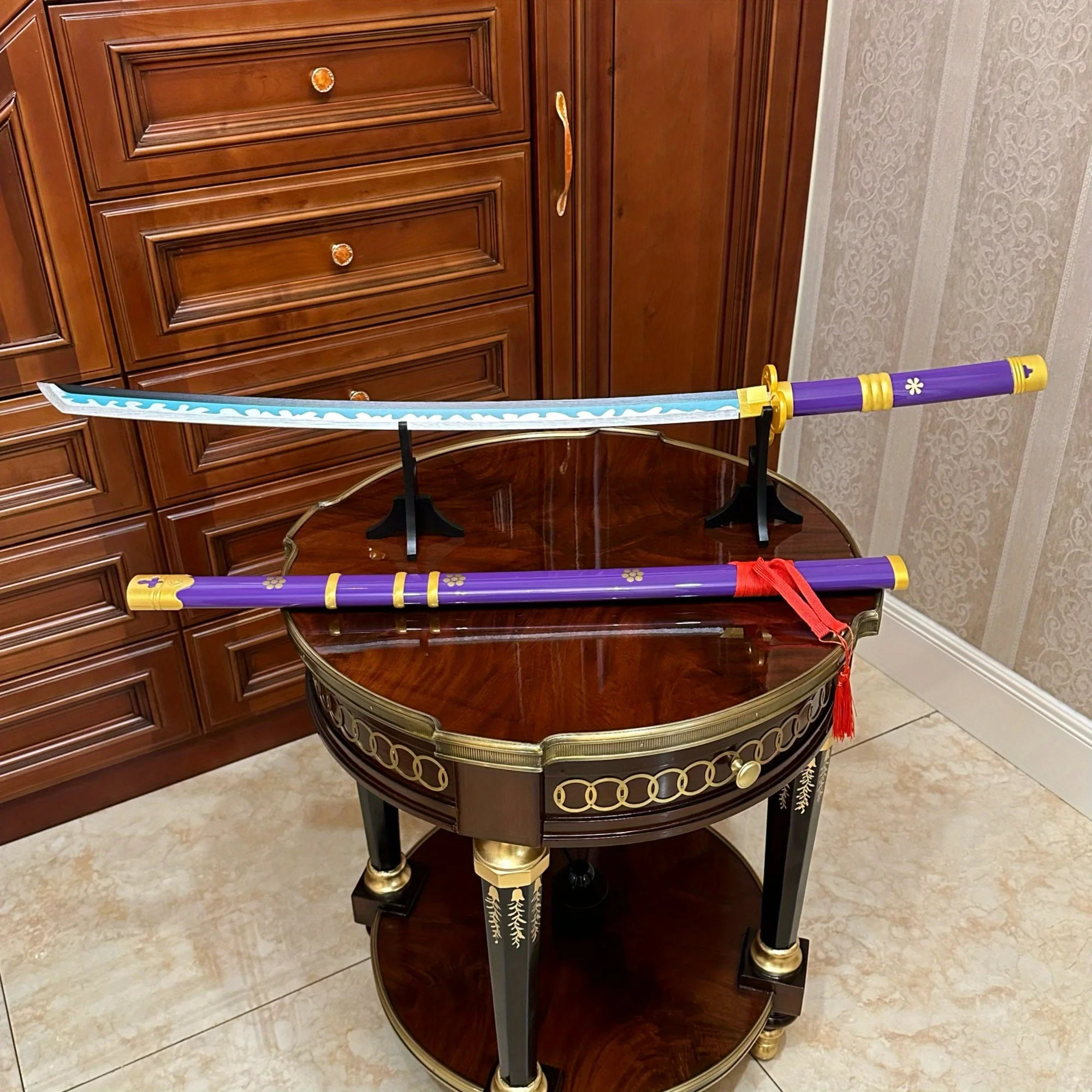 39.3 بوصة رورونوا زورو خشبية كاتانا السيف اليابانية كاتانا صابر الأصلي الساموراي صابر النينجا سكين تأثيري اكسسوارات الدعامة لعبة #6