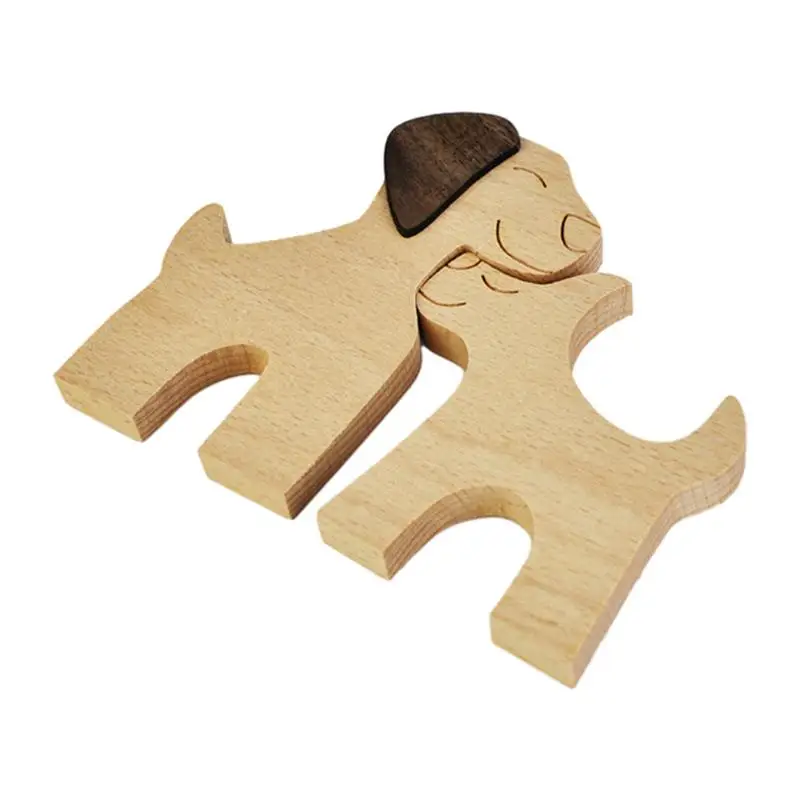 Puppy Family Wooden Decoration Family Figurines Of Puppy Cuddling Family Figurines Puppy Figurines Unique Wooden Decor Gift