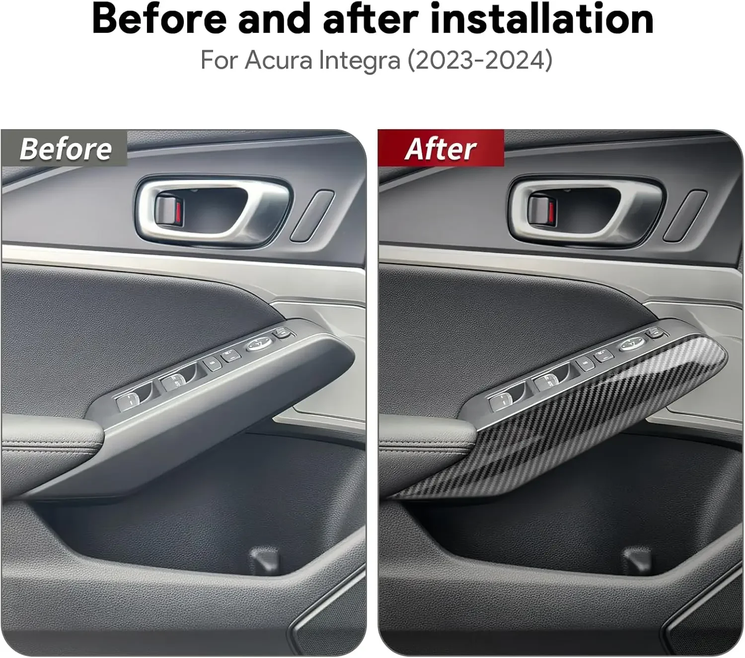 for 2023 2024 2025 Honda Acura Integra Door Window Button Side Protector ABS Carbon Fiber Style Car Window Lift Switch Panel