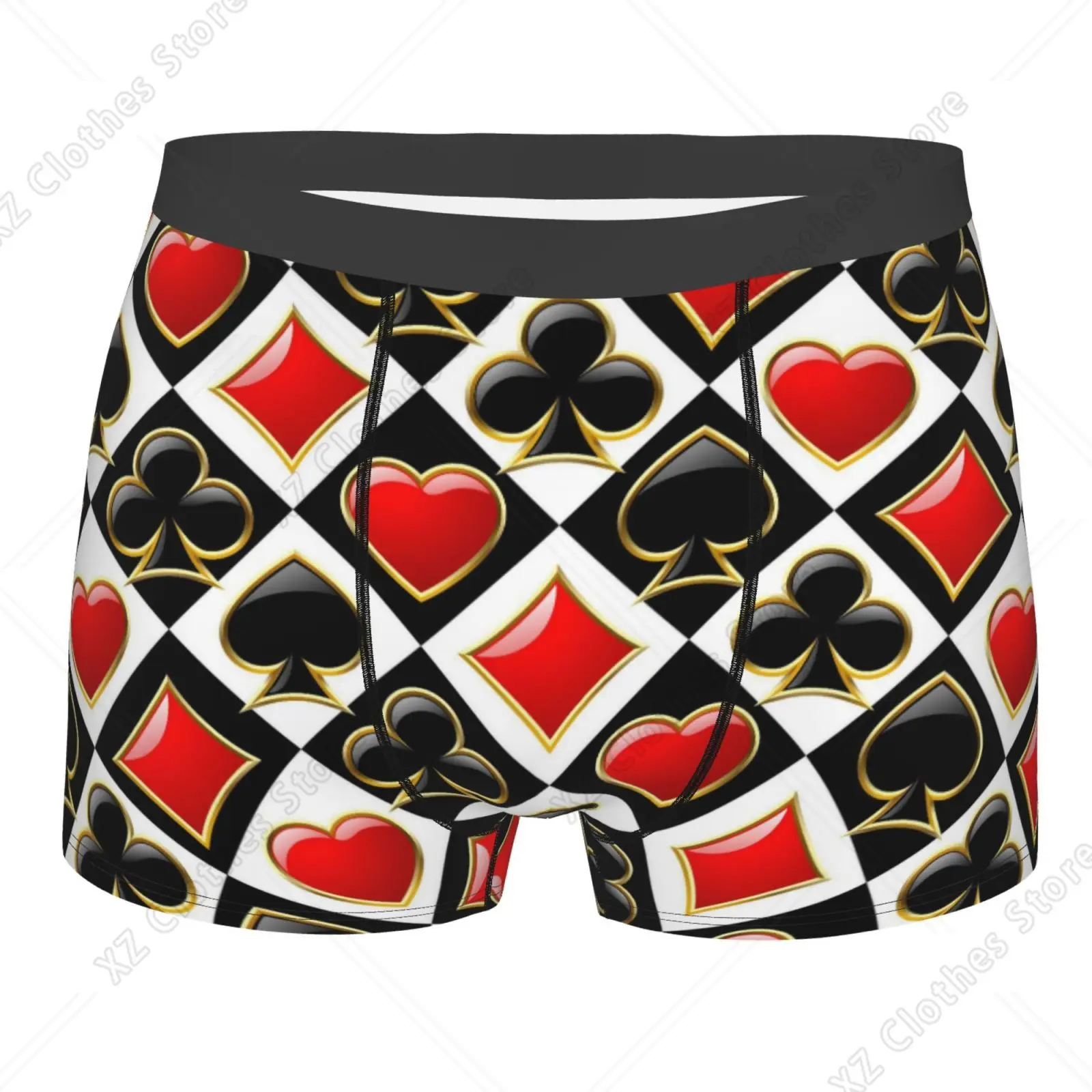 Poker Red Black Print Underwear Men Breathbale Boxer Briefs Shorts Panties Soft Underpants For Homme