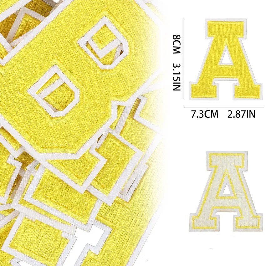 Yellow Alphabet, Letter, Name, Patches for Clothing, Cloth Sticker, Embroid, Garment Accessories, DIY Logo, Iron-on, Sewing