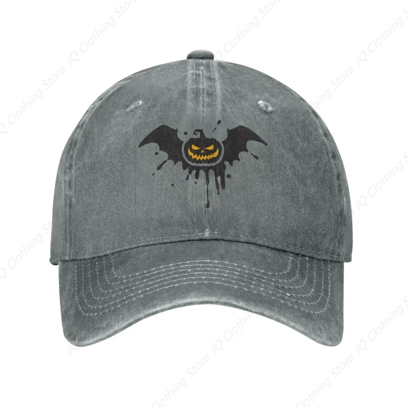 Halloween Kürbis Vintage gewaschene Denim Baumwolle Low Profile Männer Papa Trucker Hut schwarz angepasst Baseball ball Kappe für Männer Unisex