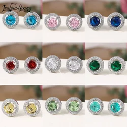 10mm Cubic Zirconia Round Stud Earrings for Women Fashion CZ Crystal Female Wedding Party Gift Jewelry