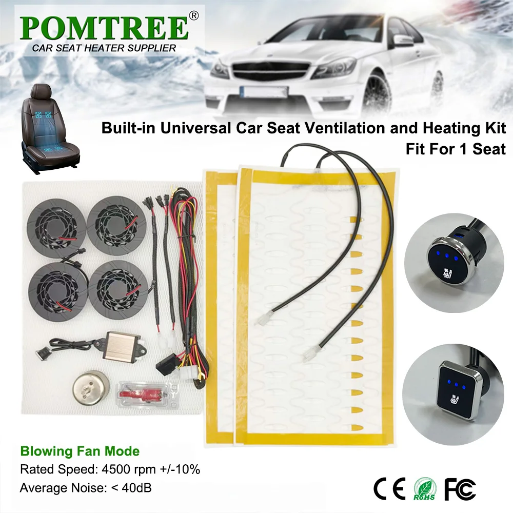Universal Model Built-in Car Seat Heating And Ventilation System Kit Fit 1 Seat,Includ 3-level Switch,4 Fans & Heating Pads