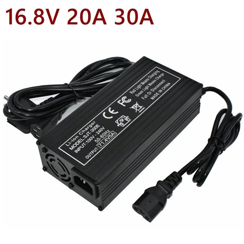 

16.8V 20A 30A Lithium Battery Fast Charger For 4S 14.4V 14.8V Energy Storage Outdoor UPS Solar System Li-ion Chargers XT60 XT90