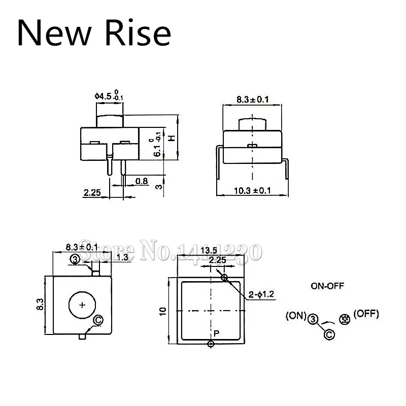 10Pcs Flashlight Button Switch 8008-112A 8x8mm DIP 2Pins Push Switch ON-OFF  Height 10mm