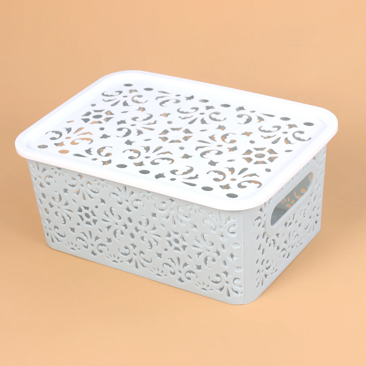 

Storage Bins for Shelves Stackable Basket Container Organizer Hollow Out Purple