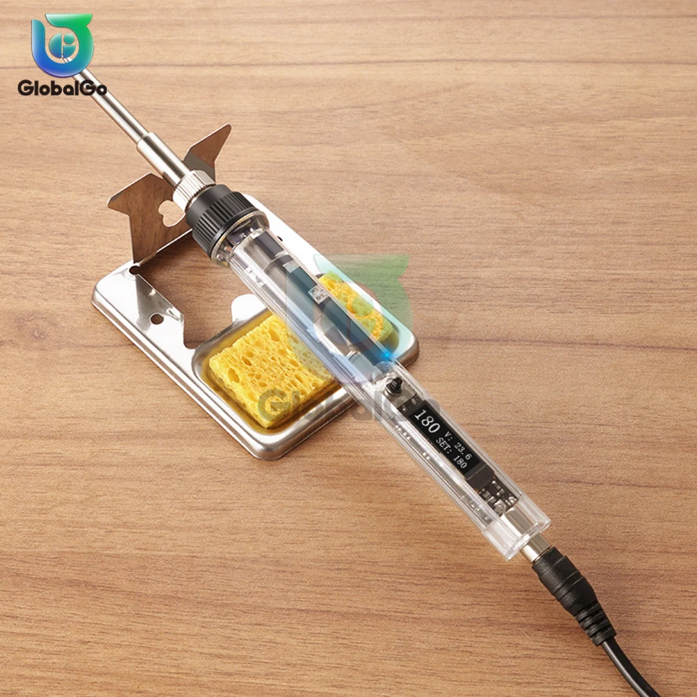 Digital Mini Soldering Iron DC12-24V 72W Adjustable Temperature Portable Electric Welding Solder Tip Station Tool OLED T12