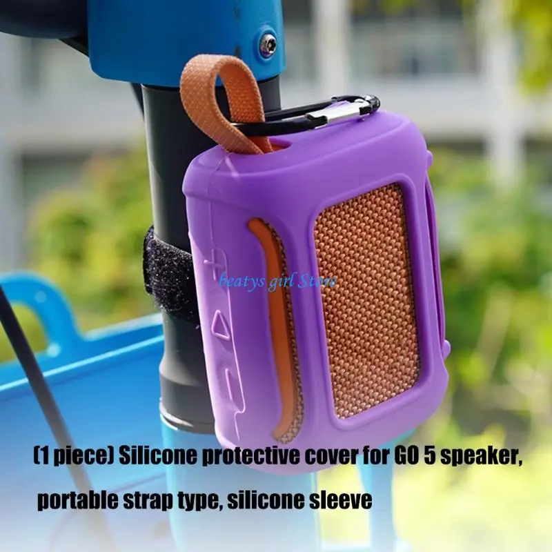 C7AB Silicone Protective Cover For GO 5 Speaker With Carry Strap Shockproof Design