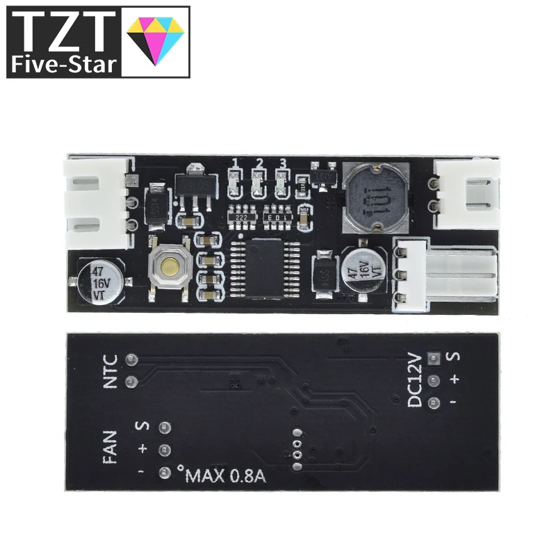 Single 12V 0.8A DC PWM 2-3 Wire Fan Temperature Control Speed Controller Chassis Computer Noise Reduction Module NTC B 50K 3950