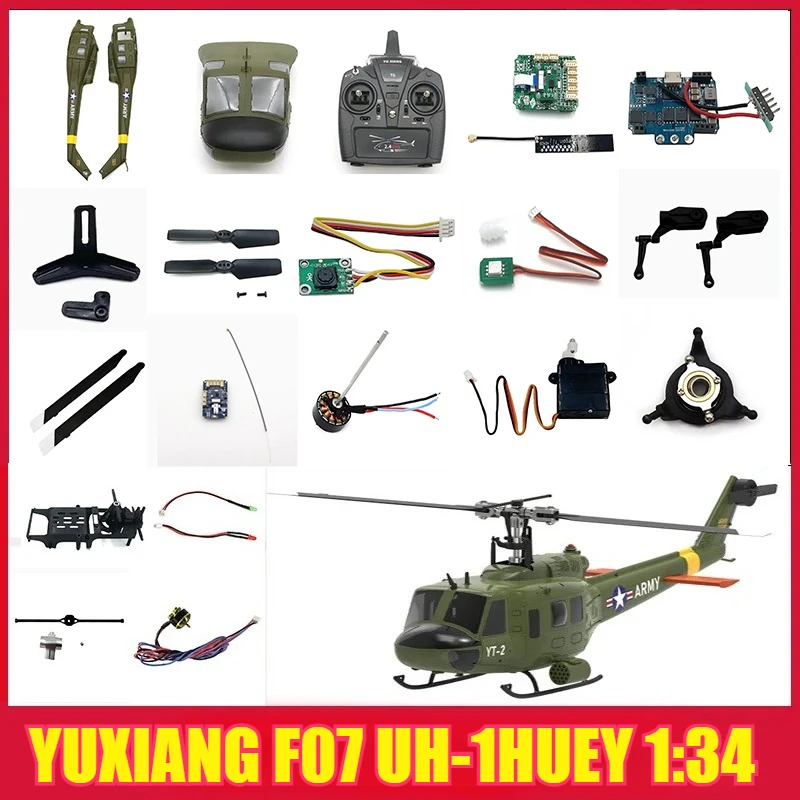 YUXIANG Yu Xiang F07 UH-1HUEY 1/34 RC Helicopter Parts Car Shell Main Board Landing Gear ESC Propeller Motor Servo Accessories