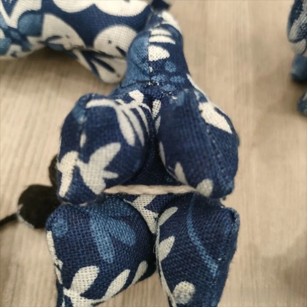 Blue Thai Fabric Elephant Keychain Handmade DIY Pendant Random Color Animal Ganesha Keychain Car Key Ring