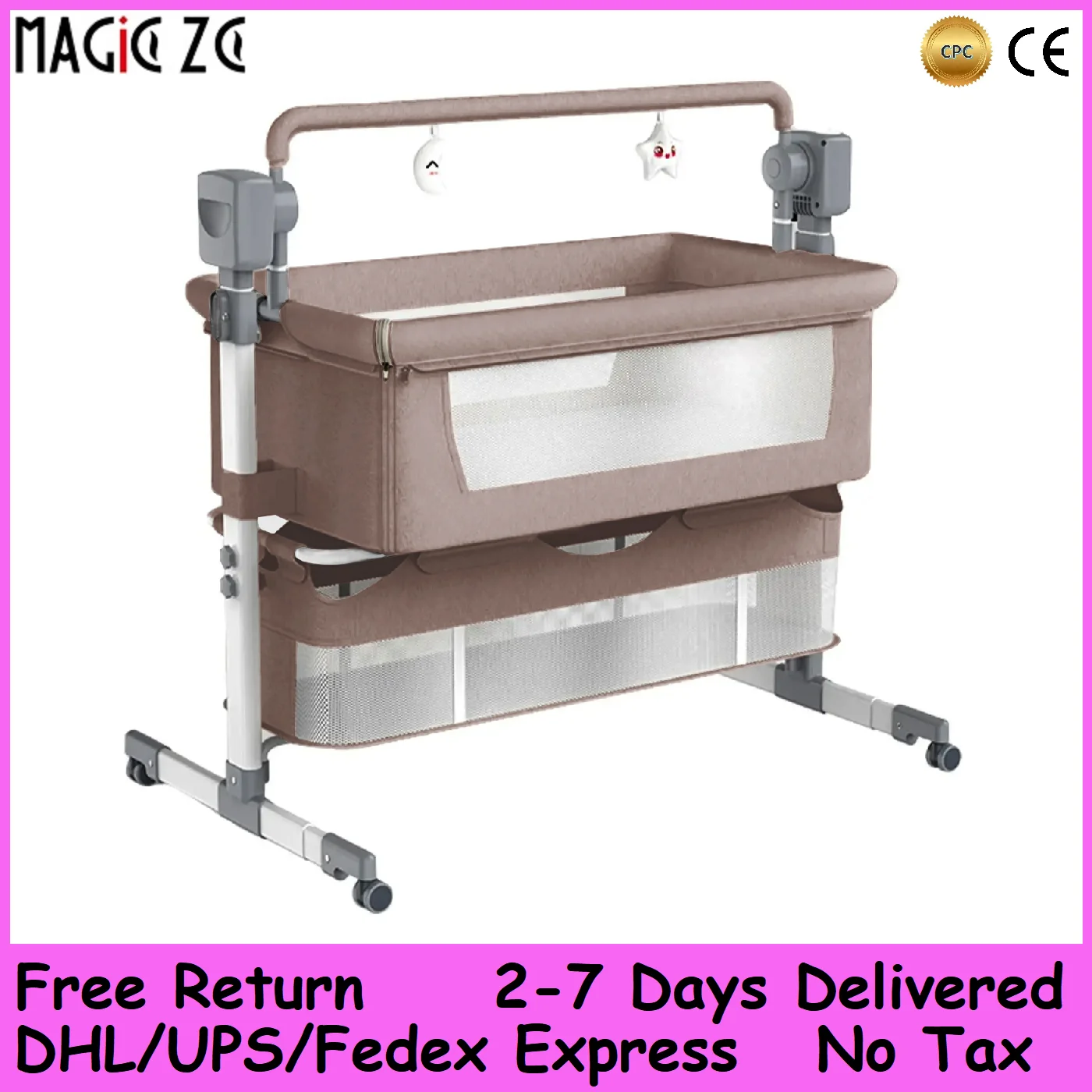

Electric Bluetooth Baby Bed Baby Crib Luxury Portable Baby Easy to Clean Travel Bed with Mattress Cradle for Newborns Infant Cot