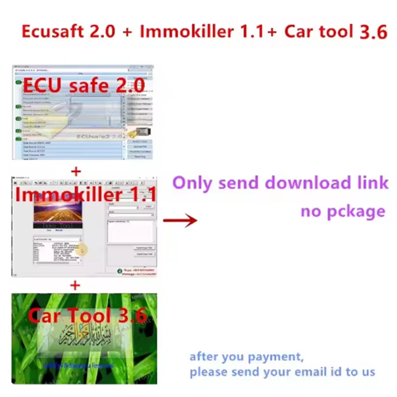 

Car Repair Airbags Decode Radio VP Pomp Cartool V3.6 Immo Killer V1.1 ECUSafe V2.0 Tool Software vehicle immobilizer system