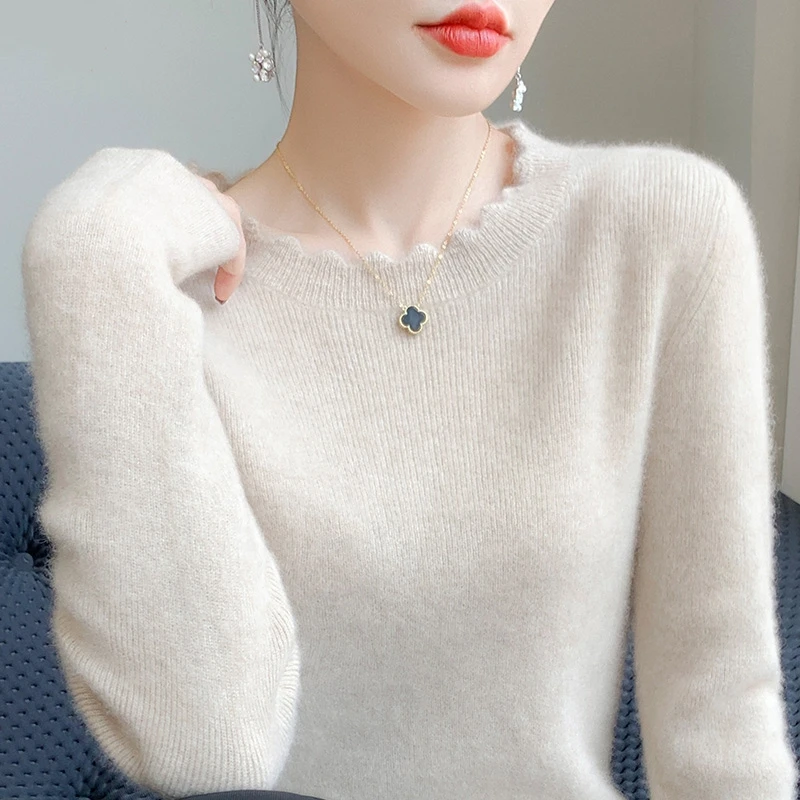 

2025 Autumn Winter Knitted Pullovers Women O-neck Slim Versatile Sweaters Casual Solid O-neck Sweater Long Sleeve Tops