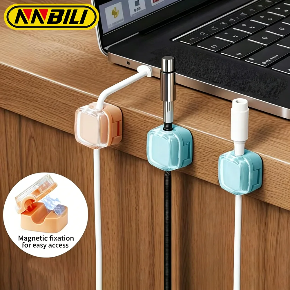 

6PCS Magnetic Cable Clips Cable Smooth Adjustable Cord Holder Under Desk Cable Management Wire Keeper Cable Organizer Holder