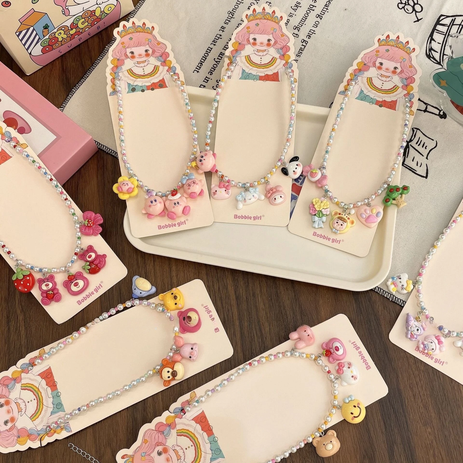 

Miniso children's cartoon Sanrio necklace little girl beaded jewelry princess cute accessories sweet princess necklace jewelry