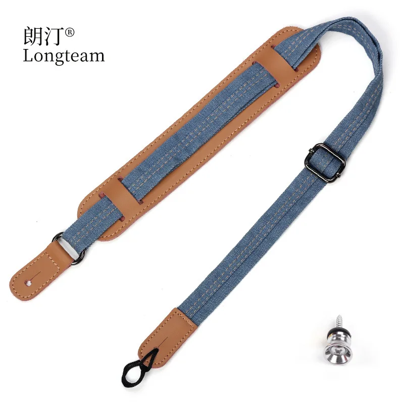 Sangle créative en denim pour ukulélé, bandoulière, ceinture de piano, sangle initiée rembourrée avec clou de queue