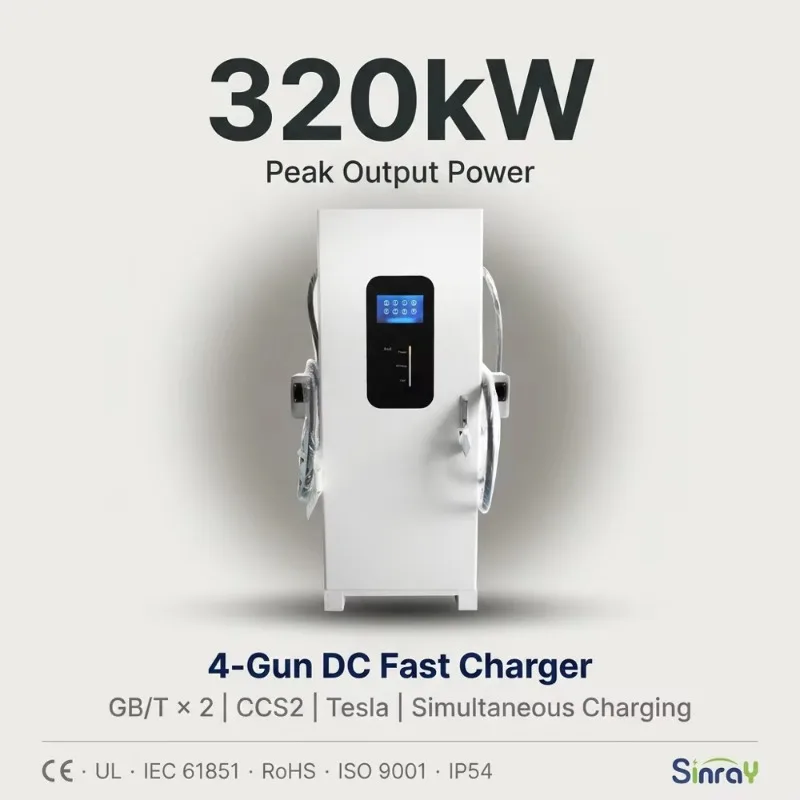 Customized 4 320KW DC Fast EV Charging Unit Four Connectors Quad Output GBT CCS2 Protocol 10 Inch Touch Screen Car Charger