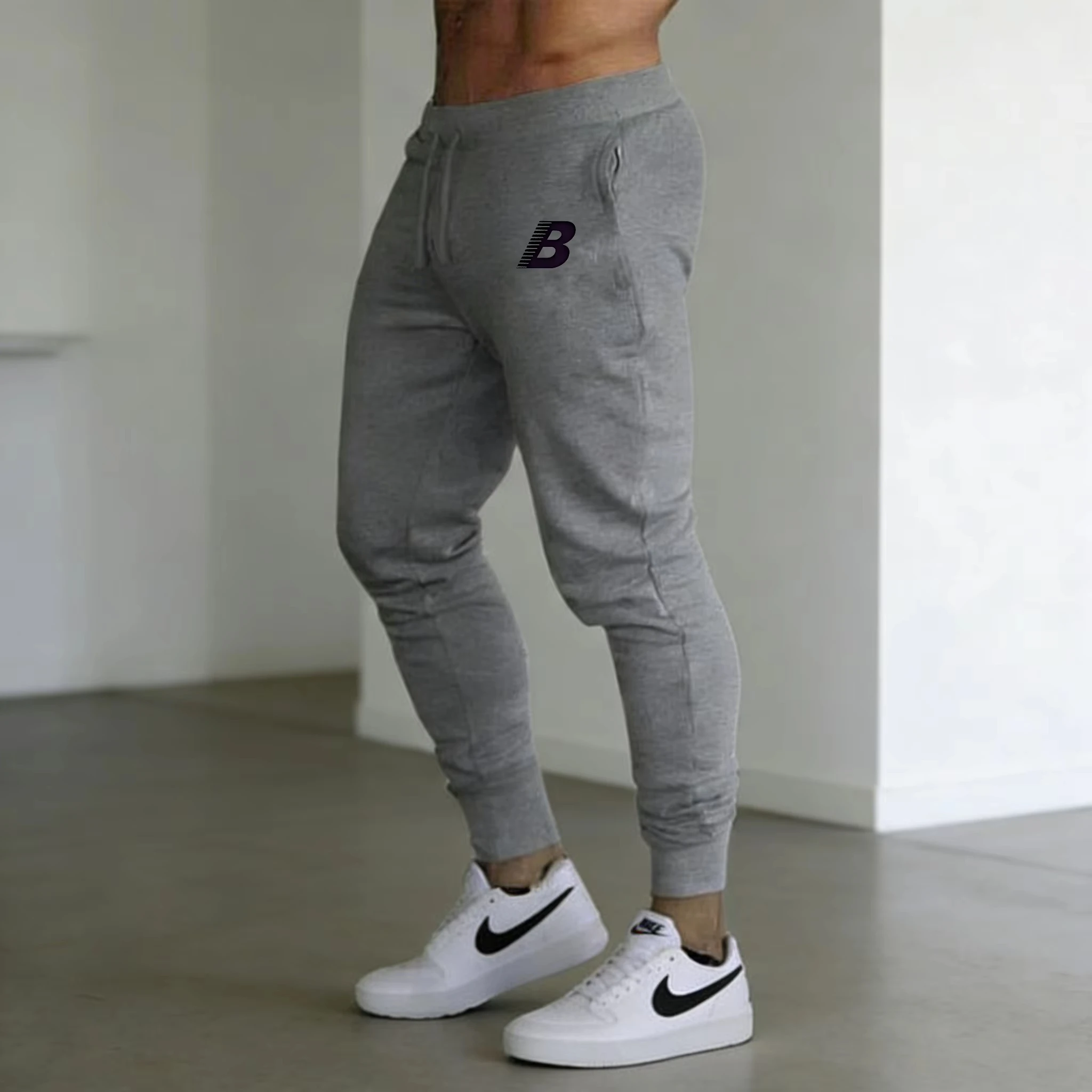 Pantalones Deportivos Casuales para Hombre, Modelo 2026, con Estampado de la Letra B, Delgados, para Correr, Hacer Ejercicio, Trotar y Gimnasio