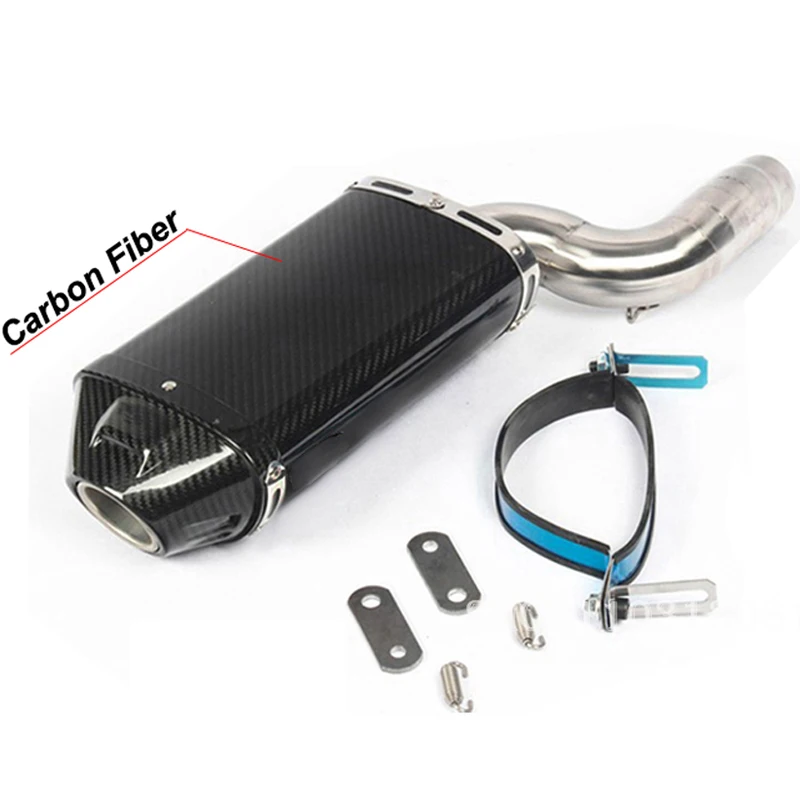 Slip On For Kawasaki ZX6R ZX-6R ZX636 2004 - 2008 Motorcycle Exhaust Escape Systems Carbon Fiber Muffler Middle Link Pipe view 5