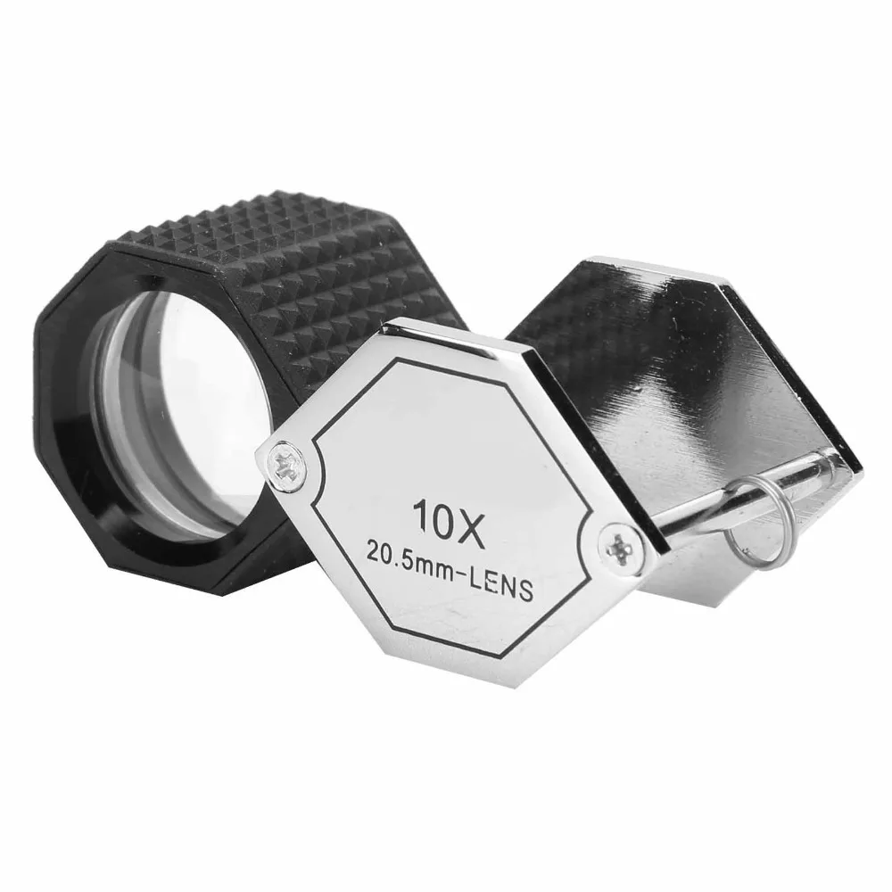 

10x Magnification Jewelry Loupe 20.5mm Lens Triplet Lens Pocket Magnifying Tool Pocket Size Metal Foldable Magnifying Glass